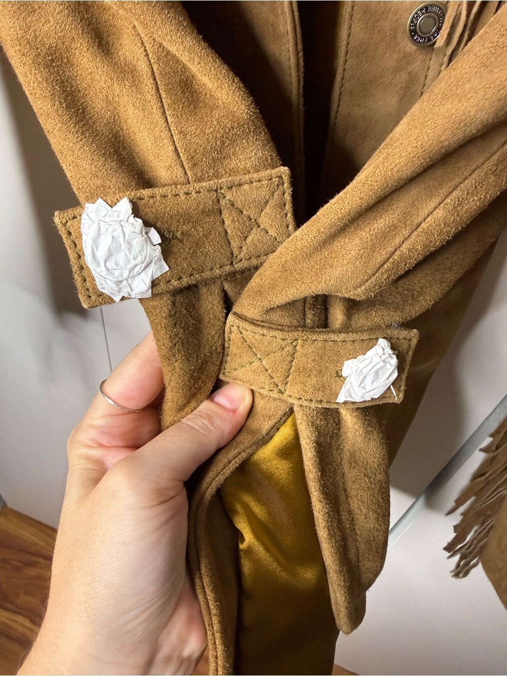 We The Free Fringe Out Suede Jacket Olive Tapenade Brown XS New 100% goat suede - Picture 10 of 13
